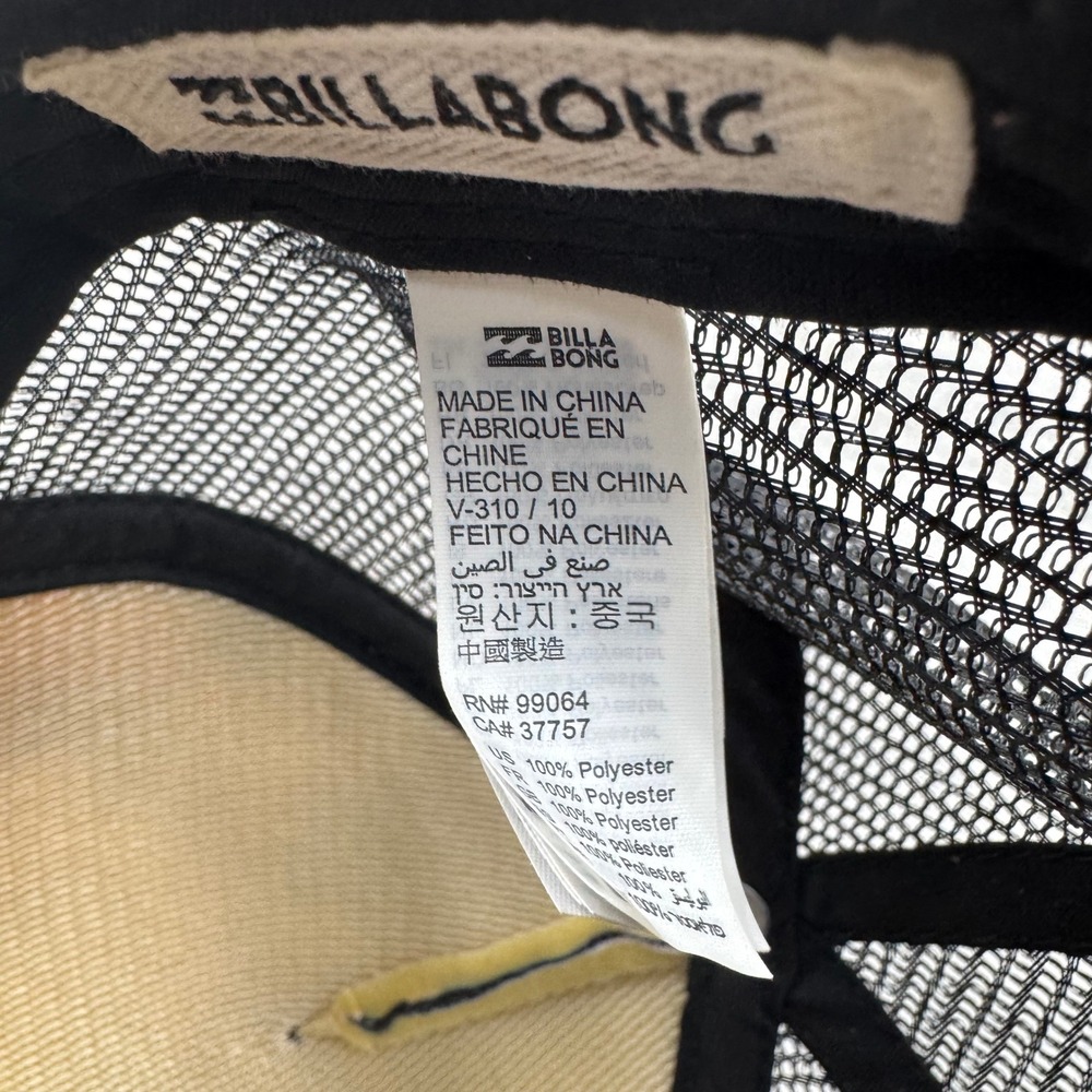 Billabong Trucker Hat Womens OS Black Pink Floral Snapback Mesh Cap Excellent - Picture 10 of 10